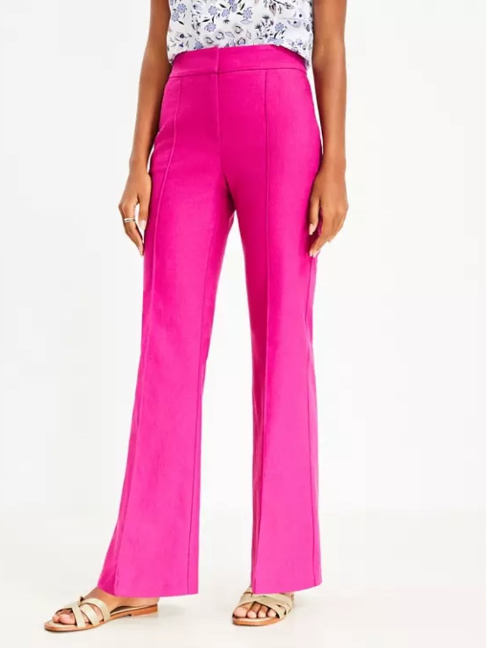 NWT Loft Flare Pants in Twill Color: Fuchsia Sunset